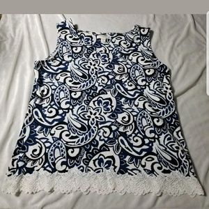 Cold water Creek Lace Trim Tank Cami Knit Top L